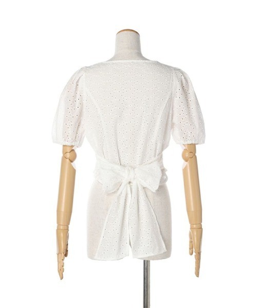 an another angelus（アンアナザーアンジェラス）の「バックリボンコットンレースブラウス/ananotherangelus（シャツ/ブラウス・レディース・ブラック/オフホワイト・FREE）」の3枚目の写真