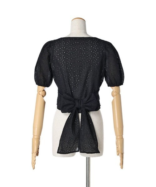 an another angelus（アンアナザーアンジェラス）の「バックリボンコットンレースブラウス/ananotherangelus（シャツ/ブラウス・レディース・ブラック/オフホワイト・FREE）」の4枚目の写真