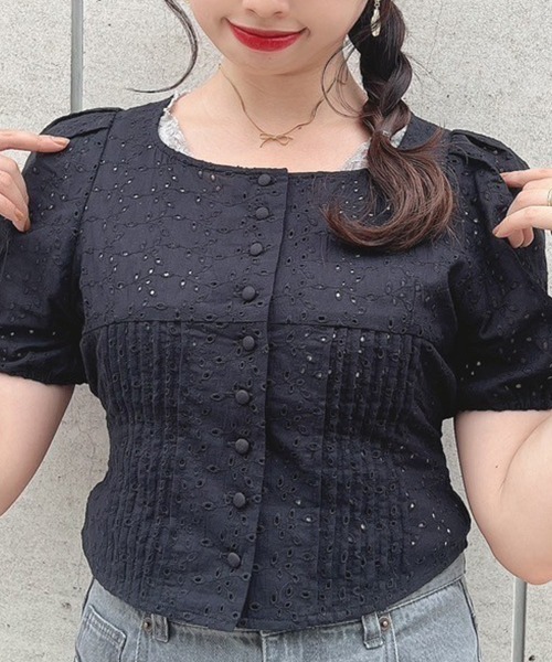 an another angelus（アンアナザーアンジェラス）の「バックリボンコットンレースブラウス/ananotherangelus（シャツ/ブラウス・レディース・ブラック/オフホワイト・FREE）」の20枚目の写真