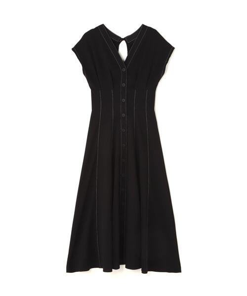 FREE'S MART（フリーズマート）の「【3サイズ展開XS-M】ウエストシェイプ配色ステッチワンピース【低身長サイズ有】（ワンピース・レディース・イエロー/ホワイト/ブラウン/ブラック・X-SMALL/SMALL/MEDIUM）」の13枚目の写真