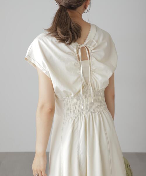 FREE'S MART（フリーズマート）の「【3サイズ展開XS-M】ウエストシェイプ配色ステッチワンピース【低身長サイズ有】（ワンピース・レディース・イエロー/ホワイト/ブラウン/ブラック・X-SMALL/SMALL/MEDIUM）」の21枚目の写真