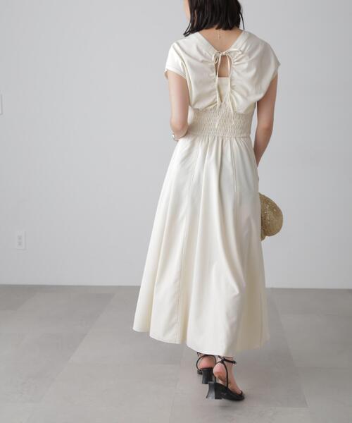 FREE'S MART（フリーズマート）の「【3サイズ展開XS-M】ウエストシェイプ配色ステッチワンピース【低身長サイズ有】（ワンピース・レディース・イエロー/ホワイト/ブラウン/ブラック・X-SMALL/SMALL/MEDIUM）」の5枚目の写真