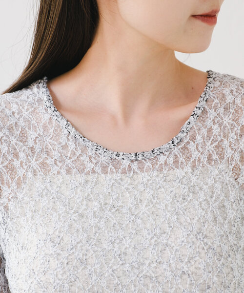 Kastane（カスタネ）の「*【リバーシブル】レースフラワープリントTEE（Tシャツ/カットソー・レディース・ホワイト/サックスブルー・FREE）」の17枚目の写真