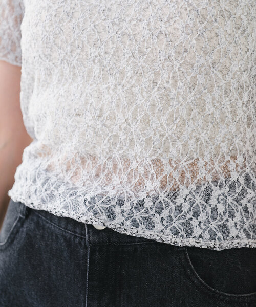 Kastane（カスタネ）の「*【リバーシブル】レースフラワープリントTEE（Tシャツ/カットソー・レディース・ホワイト/サックスブルー・FREE）」の20枚目の写真
