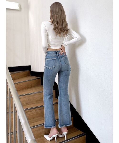 GYDA（ジェイダ）の「SIDEレースドッキングショートロンT（Tシャツ/カットソー・レディース・ブラック/オフホワイト・FREE）」の8枚目の写真