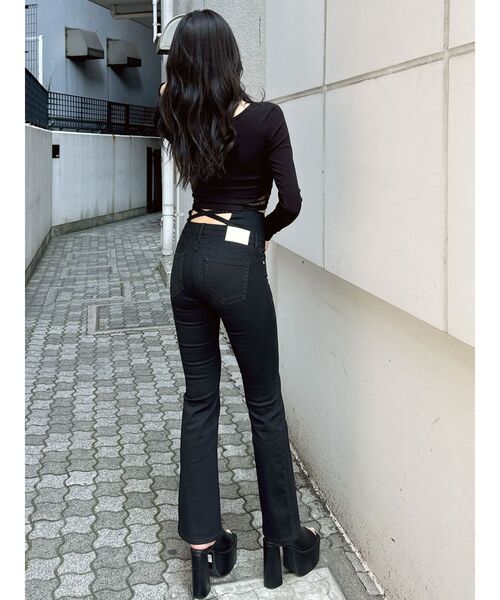 GYDA（ジェイダ）の「SIDEレースドッキングショートロンT（Tシャツ/カットソー・レディース・ブラック/オフホワイト・FREE）」の17枚目の写真