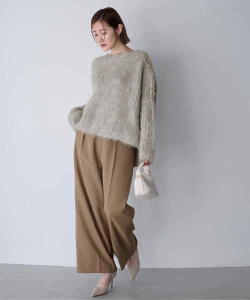 ニット セーター モヘアタッチボートネックニット レディース ur's ニット セーター モヘアタッチボートネックニット