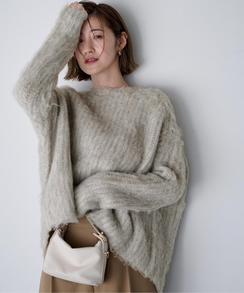 ニット セーター モヘアタッチボートネックニット レディース ur's ニット セーター モヘアタッチボートネックニット