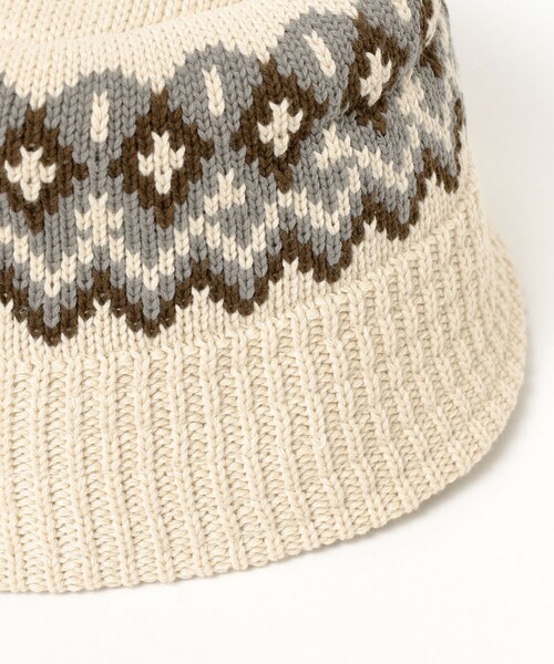 BEAMS（ビームス）の「ジャカードニット バケット ハット（ハット・メンズ・ブラック/オフホワイト/ネイビー・ONE SIZE）」の11枚目の写真