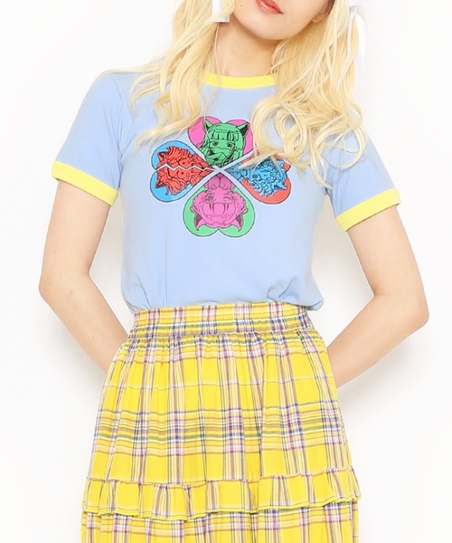 PUNYUS（プニュズ）の「恋愛しようぜ若者コンパクトリンガーＴシャツ（Tシャツ/カットソー・レディース・ブラック/サックスブルー/ホワイト・1/2/3/4）」の6枚目の写真