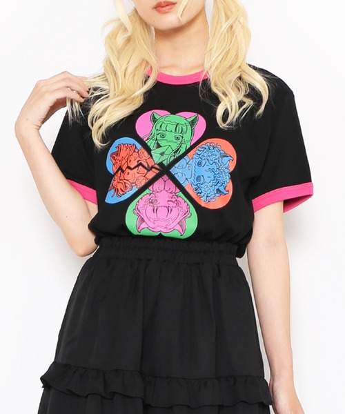 PUNYUS（プニュズ）の「恋愛しようぜ若者コンパクトリンガーＴシャツ（Tシャツ/カットソー・レディース・ブラック/サックスブルー/ホワイト・1/2/3/4）」の10枚目の写真