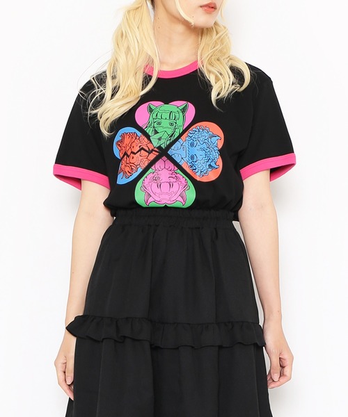 PUNYUS（プニュズ）の「恋愛しようぜ若者コンパクトリンガーＴシャツ（Tシャツ/カットソー・レディース・ブラック/サックスブルー/ホワイト・1/2/3/4）」の12枚目の写真