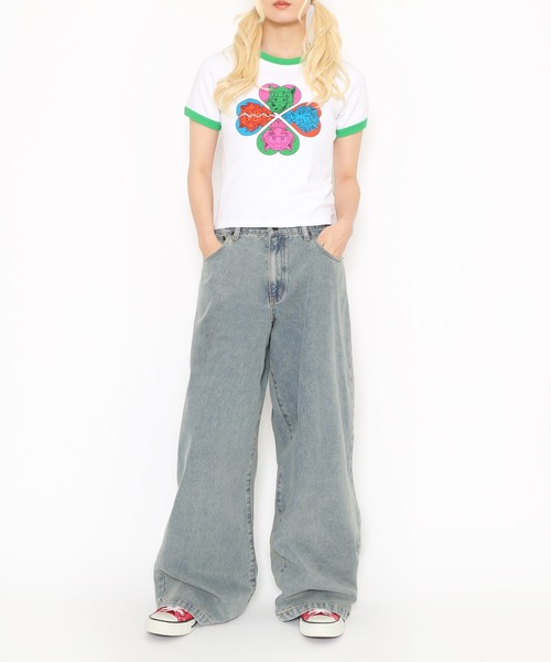 PUNYUS（プニュズ）の「恋愛しようぜ若者コンパクトリンガーＴシャツ（Tシャツ/カットソー・レディース・ブラック/サックスブルー/ホワイト・1/2/3/4）」の13枚目の写真