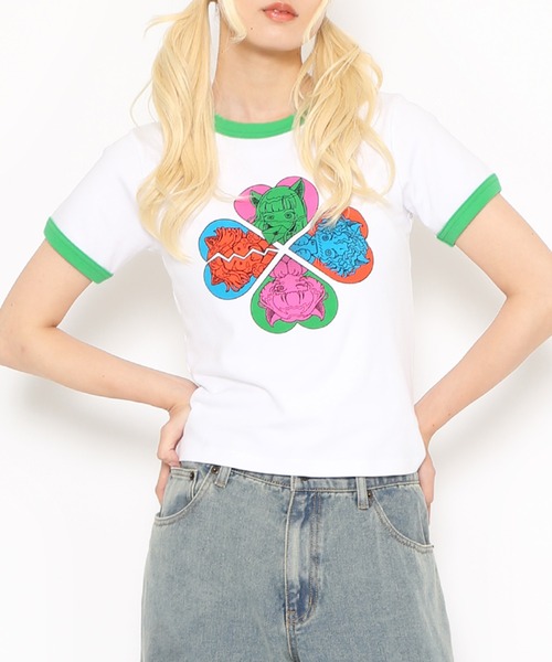 PUNYUS（プニュズ）の「恋愛しようぜ若者コンパクトリンガーＴシャツ（Tシャツ/カットソー・レディース・ブラック/サックスブルー/ホワイト・1/2/3/4）」の15枚目の写真