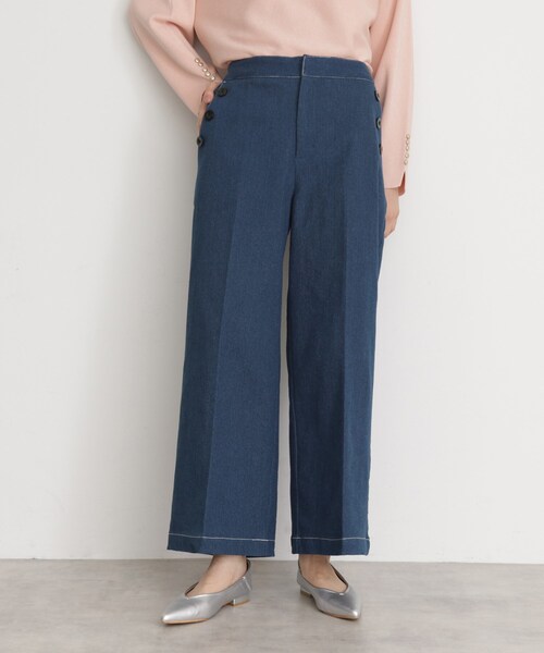 THE SHOP TK （ザ ショップ ティーケー ）の「【美脚/オ―ルシーズン】デニムマリンパンツ/洗濯機OK（デニムパンツ・レディース・ネイビー/ブラック/ブルー・11/12/13）」の3枚目の写真