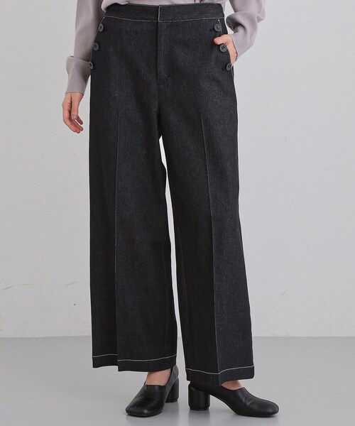 THE SHOP TK （ザ ショップ ティーケー ）の「【美脚/オ―ルシーズン】デニムマリンパンツ/洗濯機OK（デニムパンツ・レディース・ネイビー/ブラック/ブルー・11/12/13）」の2枚目の写真