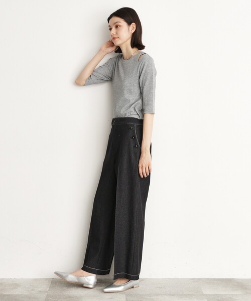 THE SHOP TK （ザ ショップ ティーケー ）の「【美脚/オ―ルシーズン】デニムマリンパンツ/洗濯機OK（デニムパンツ・レディース・ネイビー/ブラック/ブルー・11/12/13）」の10枚目の写真