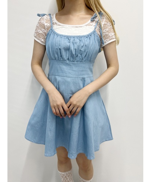 PHILLY(フィリー)の「【PHILLY】デニムフレアワンピース(ワンピース・レディース・インディゴブルー/ライトインディゴブルー・FREE)」の1枚目の写真