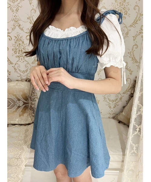 PHILLY(フィリー)の「【PHILLY】デニムフレアワンピース(ワンピース・レディース・インディゴブルー/ライトインディゴブルー・FREE)」の4枚目の写真