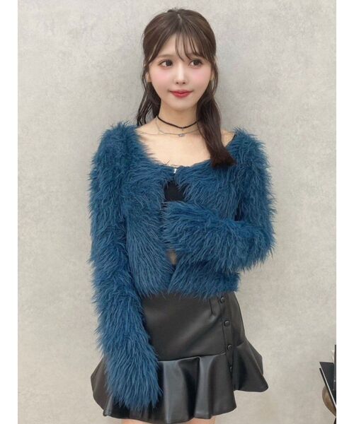 EATME（イートミー）の「フェザーニットカーディガン（カーディガン/ボレロ・レディース・アイボリー/ブラック/ネイビー/ラベンダー・FREE）」の3枚目の写真