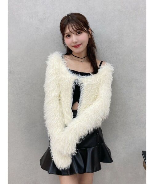 EATME（イートミー）の「フェザーニットカーディガン（カーディガン/ボレロ・レディース・アイボリー/ブラック/ネイビー/ラベンダー・FREE）」の5枚目の写真