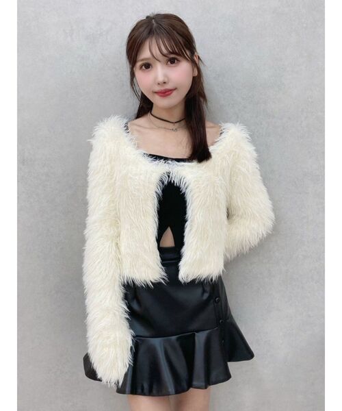 EATME（イートミー）の「フェザーニットカーディガン（カーディガン/ボレロ・レディース・アイボリー/ブラック/ネイビー/ラベンダー・FREE）」の7枚目の写真