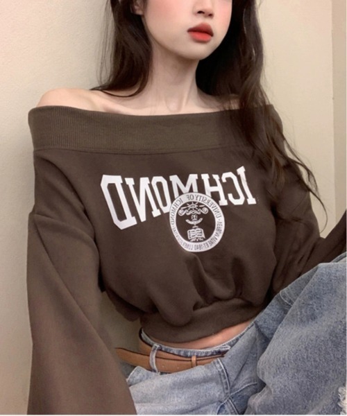 gossip!ロサンゼルス(ゴシップロサンゼルス)の「Y2K ボリューム袖オフショルダースウェットトップス(スウェット・レディース・ブラック/オフホワイト/ブラウン・FREE)」の16枚目の写真