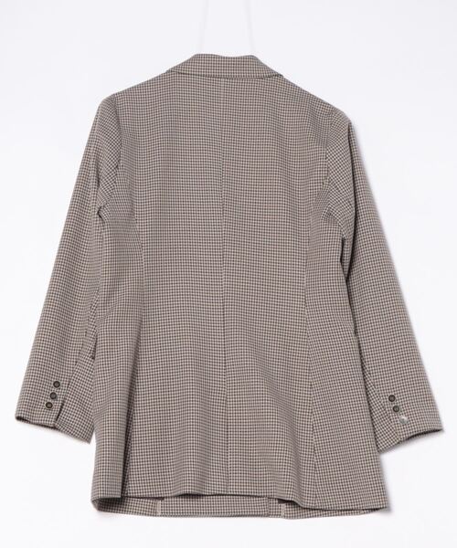 m.f.editorial(エムエフエディトリアル)の「【UVカット 表地ストレッチ ウォッシャブル イージーケア】m.f.エディトリアル レディース ガンクラブチェック柄 ダブルジャケット(セットアップ可能)(スーツジャケット・レディース・ダークウッド・MEDIUM/LARGE)」の2枚目の写真