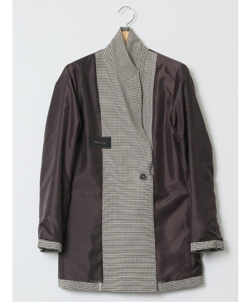 m.f.editorial(エムエフエディトリアル)の「【UVカット 表地ストレッチ ウォッシャブル イージーケア】m.f.エディトリアル レディース ガンクラブチェック柄 ダブルジャケット(セットアップ可能)(スーツジャケット・レディース・ダークウッド・MEDIUM/LARGE)」の9枚目の写真