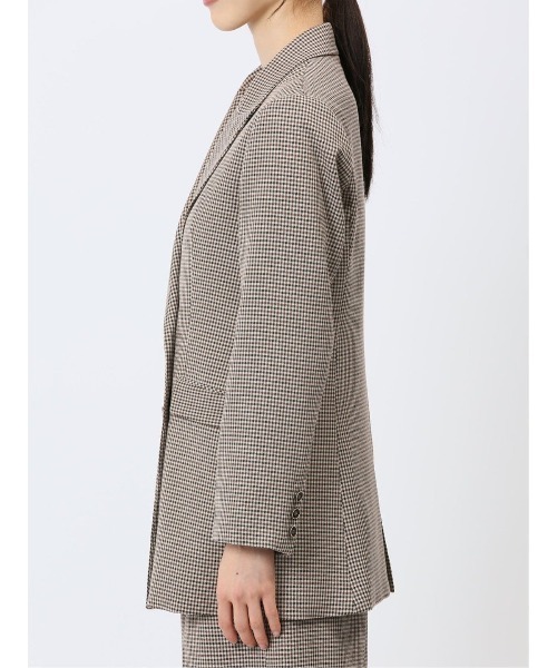 m.f.editorial(エムエフエディトリアル)の「【UVカット 表地ストレッチ ウォッシャブル イージーケア】m.f.エディトリアル レディース ガンクラブチェック柄 ダブルジャケット(セットアップ可能)(スーツジャケット・レディース・ダークウッド・MEDIUM/LARGE)」の5枚目の写真
