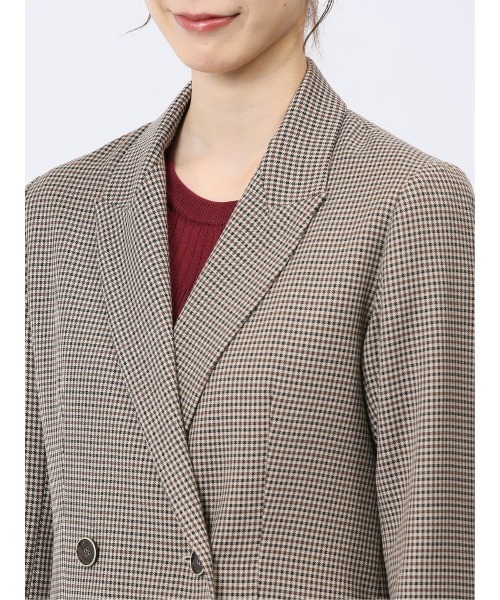 m.f.editorial(エムエフエディトリアル)の「【UVカット 表地ストレッチ ウォッシャブル イージーケア】m.f.エディトリアル レディース ガンクラブチェック柄 ダブルジャケット(セットアップ可能)(スーツジャケット・レディース・ダークウッド・MEDIUM/LARGE)」の11枚目の写真