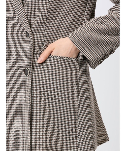 m.f.editorial(エムエフエディトリアル)の「【UVカット 表地ストレッチ ウォッシャブル イージーケア】m.f.エディトリアル レディース ガンクラブチェック柄 ダブルジャケット(セットアップ可能)(スーツジャケット・レディース・ダークウッド・MEDIUM/LARGE)」の12枚目の写真