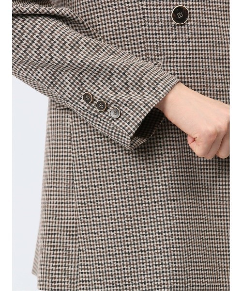 m.f.editorial(エムエフエディトリアル)の「【UVカット 表地ストレッチ ウォッシャブル イージーケア】m.f.エディトリアル レディース ガンクラブチェック柄 ダブルジャケット(セットアップ可能)(スーツジャケット・レディース・ダークウッド・MEDIUM/LARGE)」の13枚目の写真