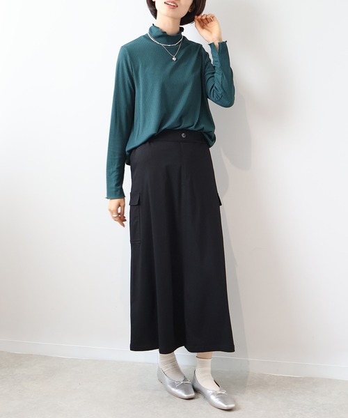 leswel(レスウェル)の「【L~5L 大きいサイズ】ランダムテレコハイネックカットソー(Tシャツ/カットソー・レディース・グリーン/チャコールグレー/クリーム・LL/3L/4L/5L/L)」の19枚目の写真