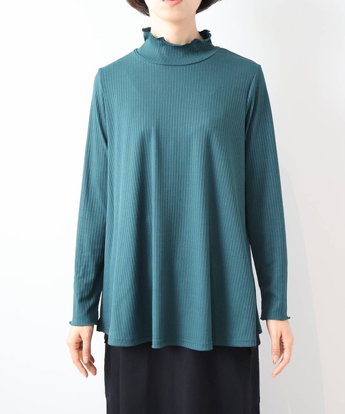 leswel(レスウェル)の「【L~5L 大きいサイズ】ランダムテレコハイネックカットソー(Tシャツ/カットソー・レディース・グリーン/チャコールグレー/クリーム・LL/3L/4L/5L/L)」の21枚目の写真