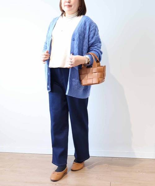 leswel(レスウェル)の「【L~5L 大きいサイズ】ランダムテレコハイネックカットソー(Tシャツ/カットソー・レディース・グリーン/チャコールグレー/クリーム・LL/3L/4L/5L/L)」の4枚目の写真