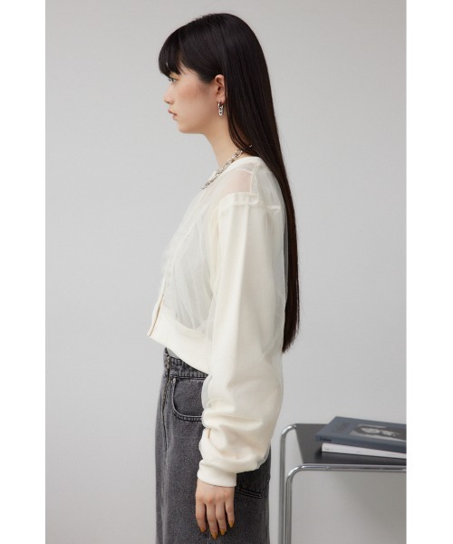 AZUL by moussy(アズールバイマウジー)の「チュールドッキングカーディガン(カーディガン/ボレロ・レディース・グレー/ブラック/アイボリー・FREE)」の8枚目の写真