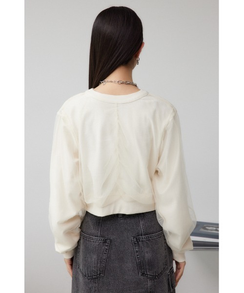 AZUL by moussy(アズールバイマウジー)の「チュールドッキングカーディガン(カーディガン/ボレロ・レディース・グレー/ブラック/アイボリー・FREE)」の9枚目の写真