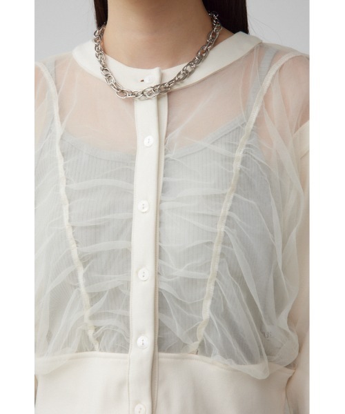 AZUL by moussy(アズールバイマウジー)の「チュールドッキングカーディガン(カーディガン/ボレロ・レディース・グレー/ブラック/アイボリー・FREE)」の10枚目の写真