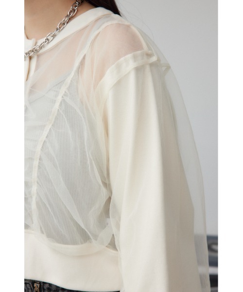AZUL by moussy(アズールバイマウジー)の「チュールドッキングカーディガン(カーディガン/ボレロ・レディース・グレー/ブラック/アイボリー・FREE)」の11枚目の写真