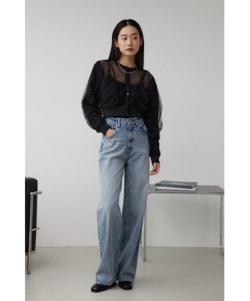 AZUL by moussy(アズールバイマウジー)の「チュールドッキングカーディガン(カーディガン/ボレロ・レディース・グレー/ブラック/アイボリー・FREE)」の17枚目の写真