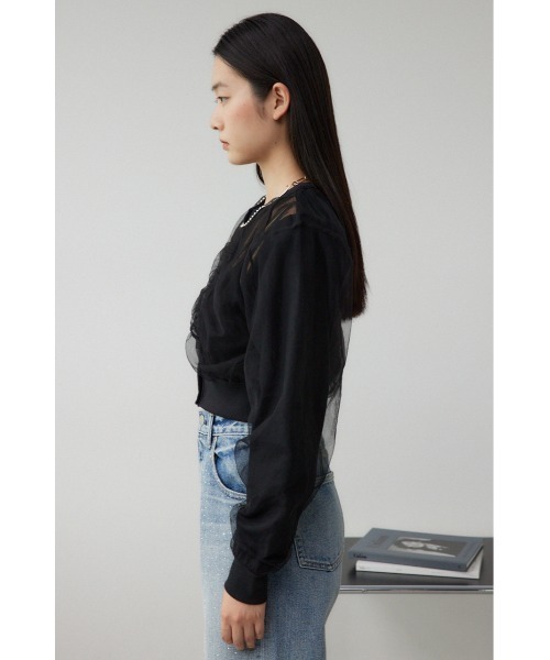 AZUL by moussy(アズールバイマウジー)の「チュールドッキングカーディガン(カーディガン/ボレロ・レディース・グレー/ブラック/アイボリー・FREE)」の19枚目の写真