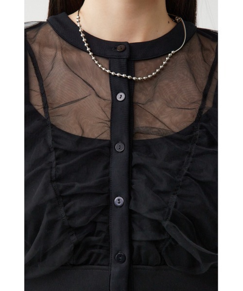 AZUL by moussy(アズールバイマウジー)の「チュールドッキングカーディガン(カーディガン/ボレロ・レディース・グレー/ブラック/アイボリー・FREE)」の21枚目の写真