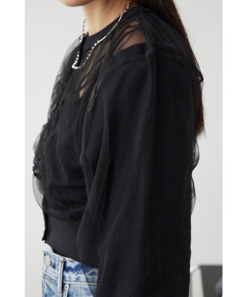 AZUL by moussy(アズールバイマウジー)の「チュールドッキングカーディガン(カーディガン/ボレロ・レディース・グレー/ブラック/アイボリー・FREE)」の22枚目の写真