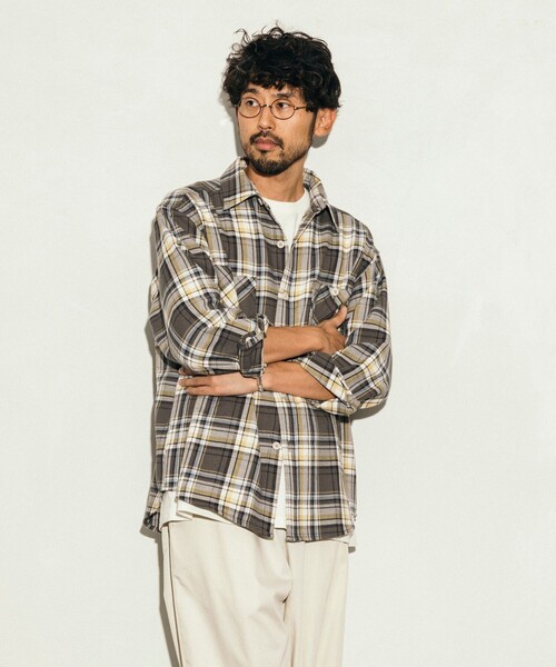 FREAK'S STORE（フリークスストア）の「FREAK’S STORE/フリークスストア ヘビーネルチェックシャツ/リラックスフィット（シャツ/ブラウス・メンズ・ブルー系/ホワイト系/グレー系/ブラウン系・MEDIUM/LARGE）」の17枚目の写真