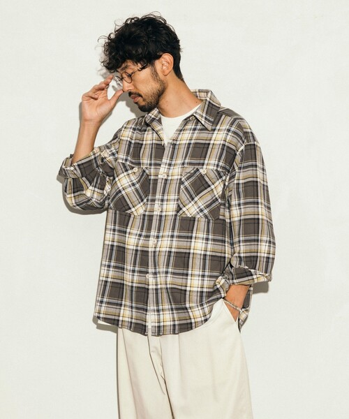 FREAK'S STORE（フリークスストア）の「FREAK’S STORE/フリークスストア ヘビーネルチェックシャツ/リラックスフィット（シャツ/ブラウス・メンズ・ブルー系/ホワイト系/グレー系/ブラウン系・MEDIUM/LARGE）」の16枚目の写真
