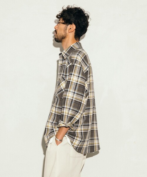 FREAK'S STORE（フリークスストア）の「FREAK’S STORE/フリークスストア ヘビーネルチェックシャツ/リラックスフィット（シャツ/ブラウス・メンズ・ブルー系/ホワイト系/グレー系/ブラウン系・MEDIUM/LARGE）」の14枚目の写真
