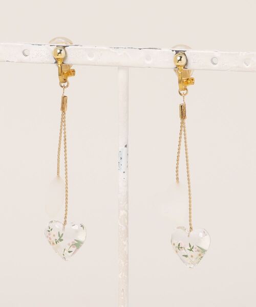 tone（トーン）の「【miuland】flower tiny heart(MA)（イヤリング・レディース・ホワイト/その他/クリア・FREE）」の2枚目の写真