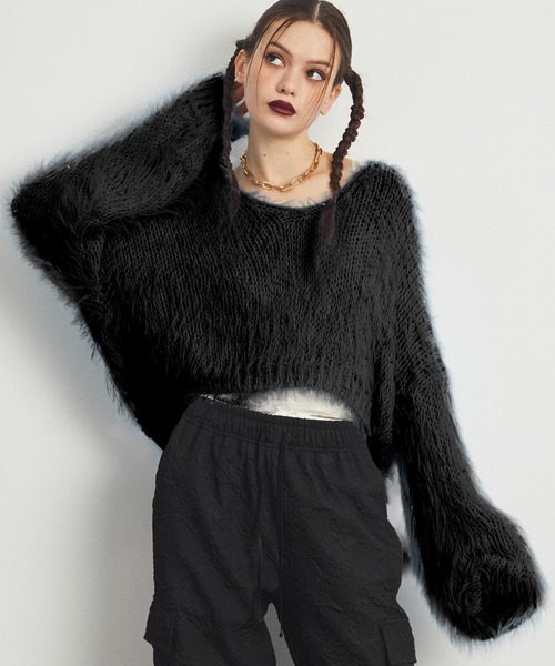 uyu.(ウユ)の「Sequin Shaggy Knit Pullover / スパンコールシャギーニットプルオーバー【uyu./ウユ】(ニット/セーター・レディース・ホワイト/レッド/ブルー/ブラック・FREE)」の3枚目の写真