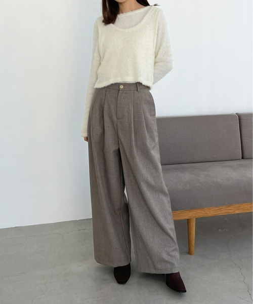 Olu.(オルドット)の「ワイドタックパンツ(スラックス・レディース・ダークグレー/カーキ・1/0)」の4枚目の写真